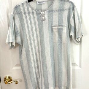 Men's Striped Blue and White Shirt